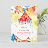 Watercolor Carnival Circus Anniversaire Invitation (Debout devant)
