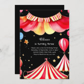 Watercolor Carnival Circus Anniversaire Invitation (Devant / Derrière)