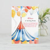 Watercolor Carnival Circus Anniversaire Invitation (Debout devant)