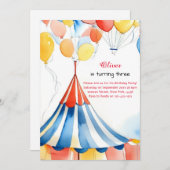 Watercolor Carnival Circus Anniversaire Invitation (Devant / Derrière)