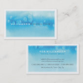 WATERCOLOR CARTE DE VISITE :: bleu moderne tendanc (Devant / Derrière)
