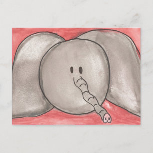 Watercolor Cartoon Elephant Briefkaart