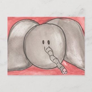 Watercolor Cartoon Elephant Briefkaart