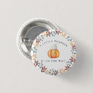 Watercolor cartoon pompoen met hoed Baby shower Ronde Button 3,2 Cm