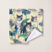 Watercolor Cats in a Garden (Gant de toilette)