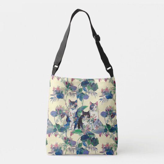 Watercolor Cats in a Garden Crossbody Tas (Achterkant)