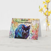 Watercolor Chat Funny Puns Carte Anniversaire (Fleur jaune)