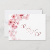 Watercolor Cherry Blossom  Wedding RSVP Kaartje (Achterkant)