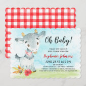 Watercolor Chèvre Baby shower ferme Invitation (Devant / Derrière)