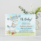 Watercolor Chèvre Baby shower ferme Invitation (Debout devant)
