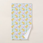 Watercolor Chick And Eggs On Blue Gingham Pattern (Serviette à main)