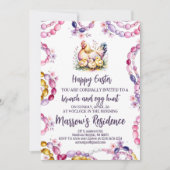 Watercolor Chicken & Chicks Hen Editable Easter  Kaart (Voorkant)