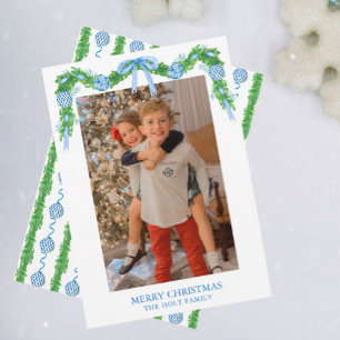 Watercolor Chinoiserie Ornamenten Slinger Kerstmis Feestdagenkaart