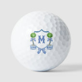Watercolor Chinoiserie Topiary Monogram Crest Golfballen (Voorkant)