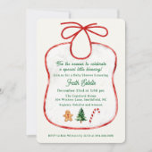 Watercolor Christmas Baby Shower Bib Invitation (Devant)
