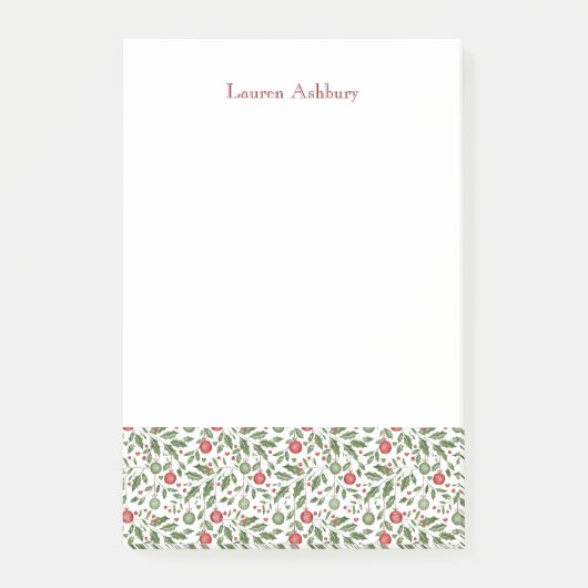 Watercolor Christmas Foliage Post-It Notes (Voorkant)