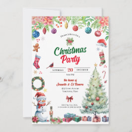 Watercolor Christmas Holiday Party Kaart