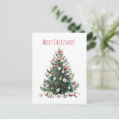 Watercolor Christmas holiday tree, Holiday Card Feestdagenkaart (Staand voorkant)