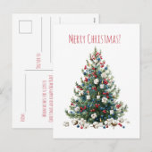 Watercolor Christmas holiday tree, Holiday Card Feestdagenkaart (Voorkant / Achterkant)