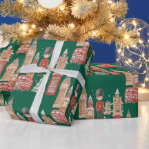 Watercolor Christmas in London Wrapping Paper 