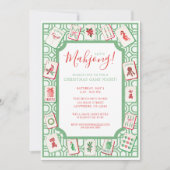 Watercolor Christmas Mahjong Tiles Party Kaart (Voorkant)