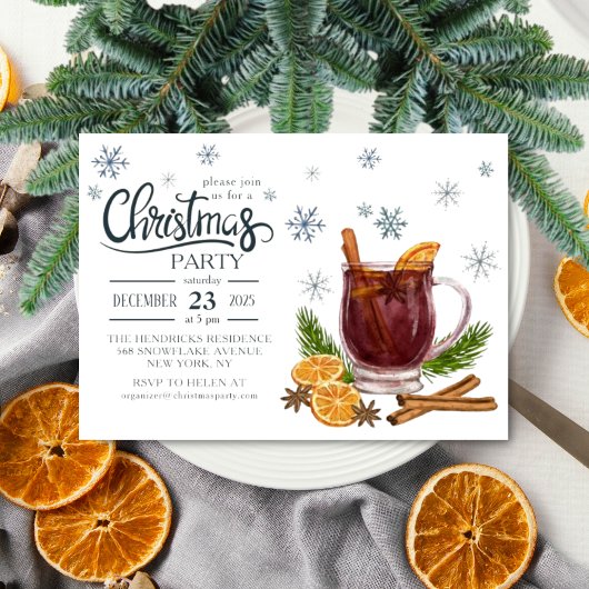Watercolor Christmas Party Invitation Kaart