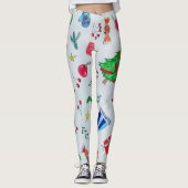 Watercolor Christmas Pattern Women's Leggings (Devant)