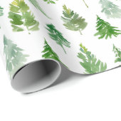 Watercolor Christmas Pine Tree Cadeaupapier (Rol Hoek)