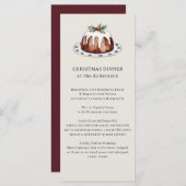 Watercolor Christmas Pudding Festive Dinner Menu (Voorkant / Achterkant)