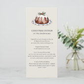 Watercolor Christmas Pudding Festive Dinner Menu (Staand voorkant)