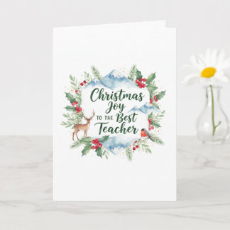 Watercolor Christmas Teacher Card – Festive Winter Kaart
