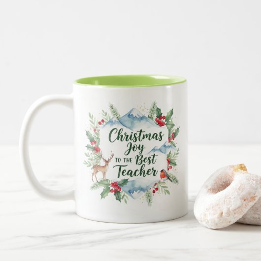 Watercolor Christmas Teacher Mug – Winter (Avec donut)