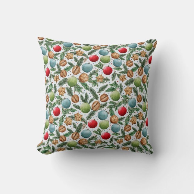 Watercolor Christmas Throw Pillow Kussen (Voorkant)
