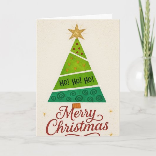 Watercolor Christmas Tree Card – Modern Holiday  Kaart (Voorkant)