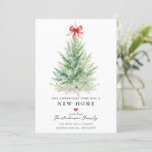 Watercolor Christmas Tree New Home Card Aankondiging (Staand voorkant)