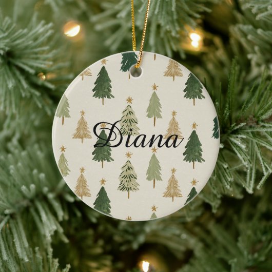 Watercolor Christmas Trees Personalized Ornament (Boom)
