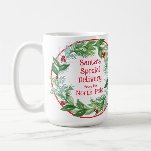 Watercolor Christmas Wreath Santa North Pole Koffiemok (Links)