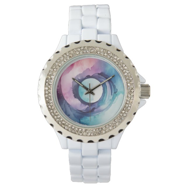 watercolor circle pattern horloge (Voorkant)