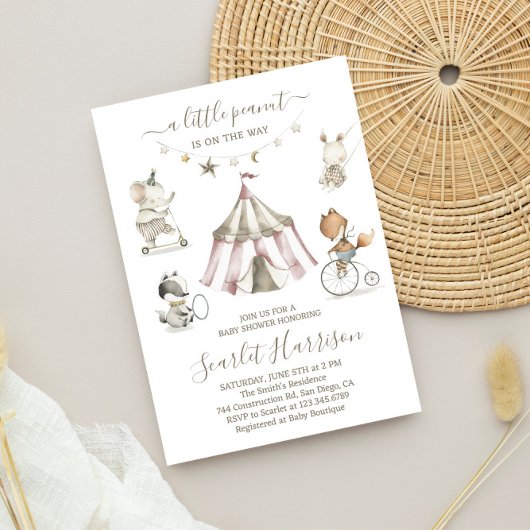Watercolor Circus Animaux Baby shower Invitation