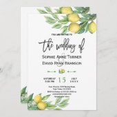 Watercolor Citroen Tropisch Handlettering Bruiloft Kaart (Voorkant / Achterkant)