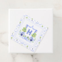 Watercolor citroenboom monogram wapenschild