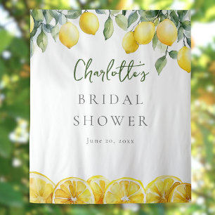 Watercolor citroenen bruidsmeisje shower foto acht wandkleed