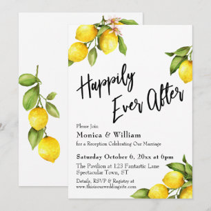 Watercolor Citroenen Happily Ever After Typografie Kaart