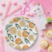 Watercolor citrus | Tuin oranje bruilofts dessert Papieren Bordje (Feest)