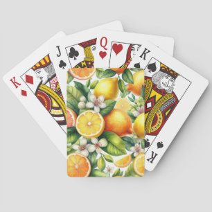 Watercolor Citrusfruitpatroon Pokerkaarten