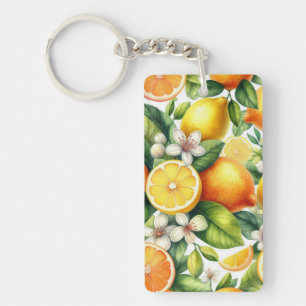 Watercolor Citrusfruitpatroon Sleutelhanger