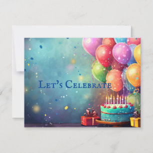 Watercolor Classic Balloon Invitation de fête d'an