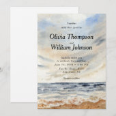 Watercolor Coastal Beach Wedding Invitation (Devant / Derrière)
