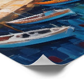 Watercolor Coastal Village  sailboat   Poster (Hoek)