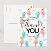 Watercolor Cocktail Margarita Patroon Bedankt Briefkaart (Voorkant / Achterkant)